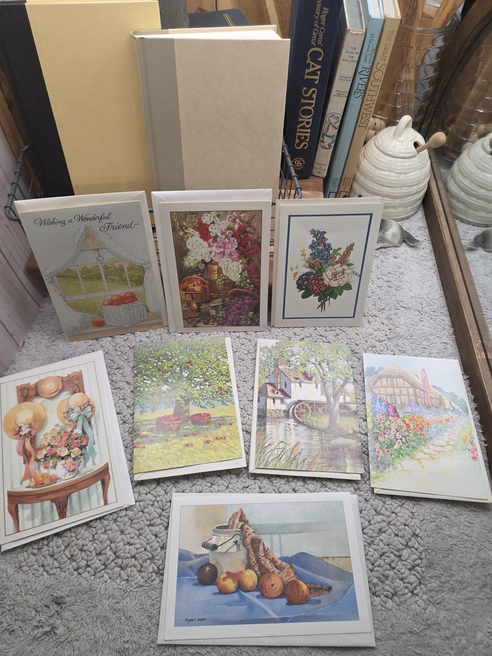 8 Vintage Cottagecore Art Print Cards Floral Still Life Fruit Croquet Style Bows
